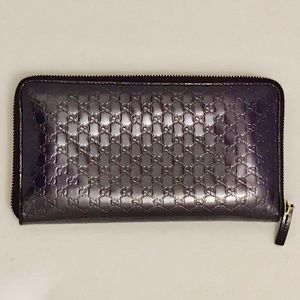 Gucci Microguccissima Shiny Purple Zip Wallet